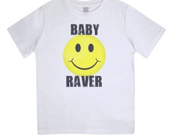 Baby raver toddler t-shirt. Boy, girl or gender-neutral (clubbing house music nineties dance era bodysuit / baby-grow)