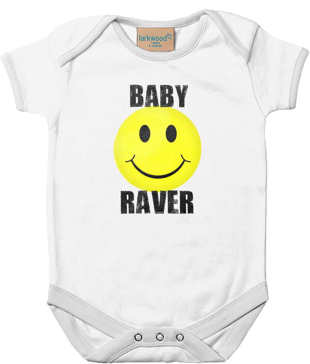 Baby Raver Kurzarm Einteiler (Clubbing House Musik Neunziger Tanz Ära Baby grow)