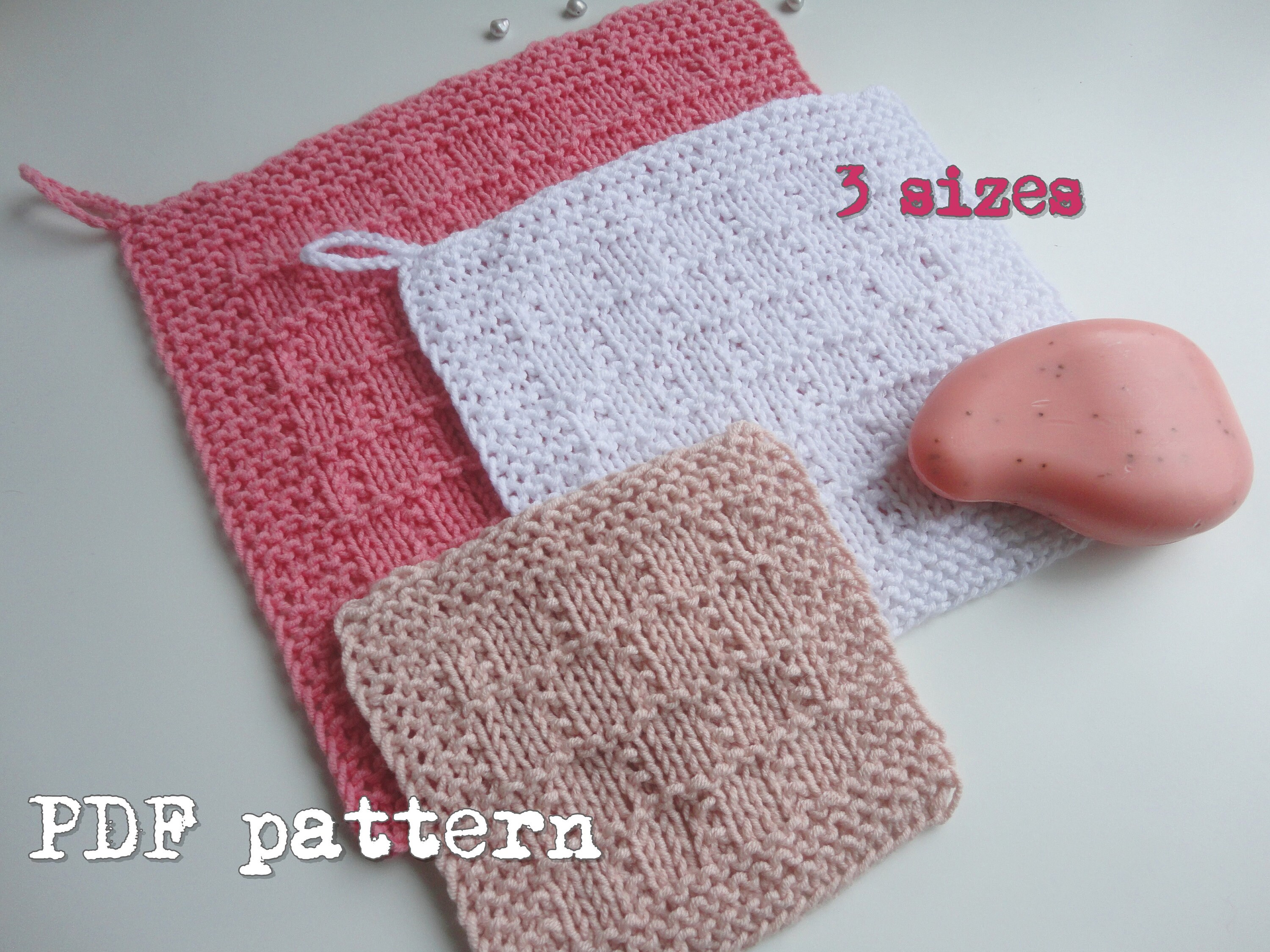 Easy Knit Washcloth Set PDF Pattern / Simple Washcloth Pattern / SPA ...