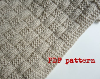 Easy Beginner Knit Basket Weave Baby Blanket PDF Pattern