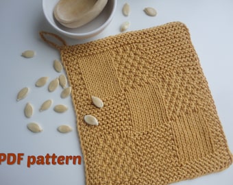 Easy Knit Dishcloth PDF Pattern / Knitted Dish Cloth Tutorial