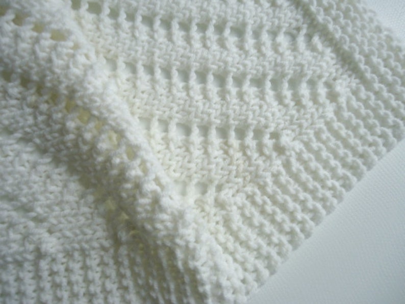 KNITTING PATTERN Organic Cotton Christening Knit Baby Blanket /baptism