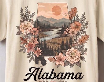 Alabama Comfort Colors Shirt – Vintage Alabama State T-Shirt – Blumenmuster Alabama – Alabama Geschenkidee für Frauen