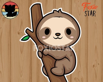 Chibi Sloth Sticker / Baby Sloth Sticker / Sloth Sticker / Kawaii Sloth Sticker