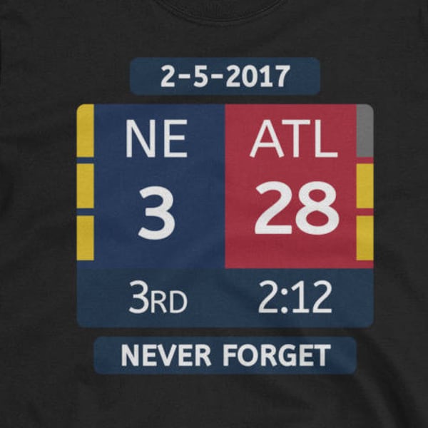 New England Patriots 3 Atlanta Falcons 28 NFL Super Bowl T-Shirt