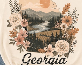 Georgia Comfort Colors Shirt – Vintage Georgia State T-Shirt – Blumenmuster Georgia – Georgia Geschenkidee für Frauen aus Georgia