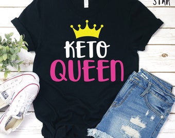 Maglietta Keto Queen: Bella Canvas Cotton, regalo per la dieta chetogenica