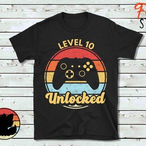 10. Geburtstag Shirt, Geburtstag junge, zehnten Geburtstag, 10 Jahre alt, Gaming-Geschenk, Level 10 entsperrt, 10. Geburtstagsparty, Gamer Geburtstagsgeschenk
