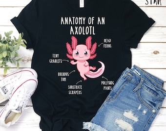 Axolotl, Axolotl Shirt, Anatomy of an Axolotl, Spirit Animal, Funny Punny T-Shirt