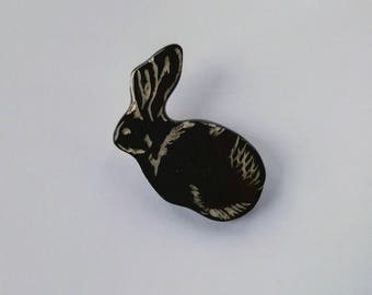 Rabbit brooch, ceramic jewellery, handmade jewellery