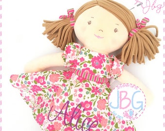 Personalised Rag Doll - Beautiful Quality Rag doll - Embroidered baby girls gift - Birthday or new baby gift - Katy Rag doll