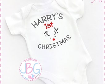 PERSONALISED BABY/'S 1st CHRISTMAS toddler pyjamas set xmas pudding cute