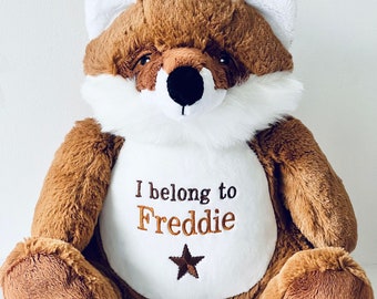 Fox Personalised Bear - Embroidered Teddy Bear Gift - New Baby Gift Present