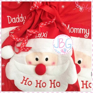 1 Santa Sack, Personalised Santa Sack, Christmas Sack, Father christmas, Embroidered Name imagem 3