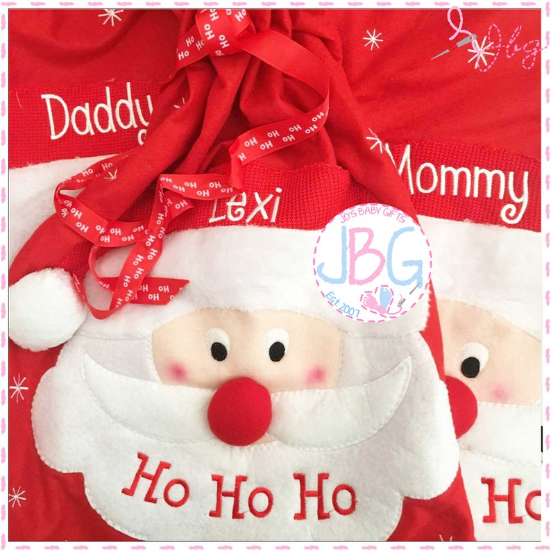 1 Santa Sack, Personalised Santa Sack, Christmas Sack, Father christmas, Embroidered Name imagem 3