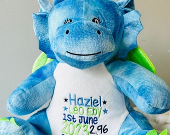 Personalised Dragon - Embroidered Teddy Bear Gift - New Baby Gift Present