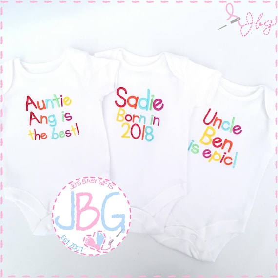garçon /& fille Personnalisé bébé veste un mot nouveau bébé cadeau babygrow nouveau-né