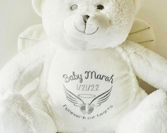 Angel Personalised Bear - Embroidered Teddy Bear Gift - New Baby Gift Present