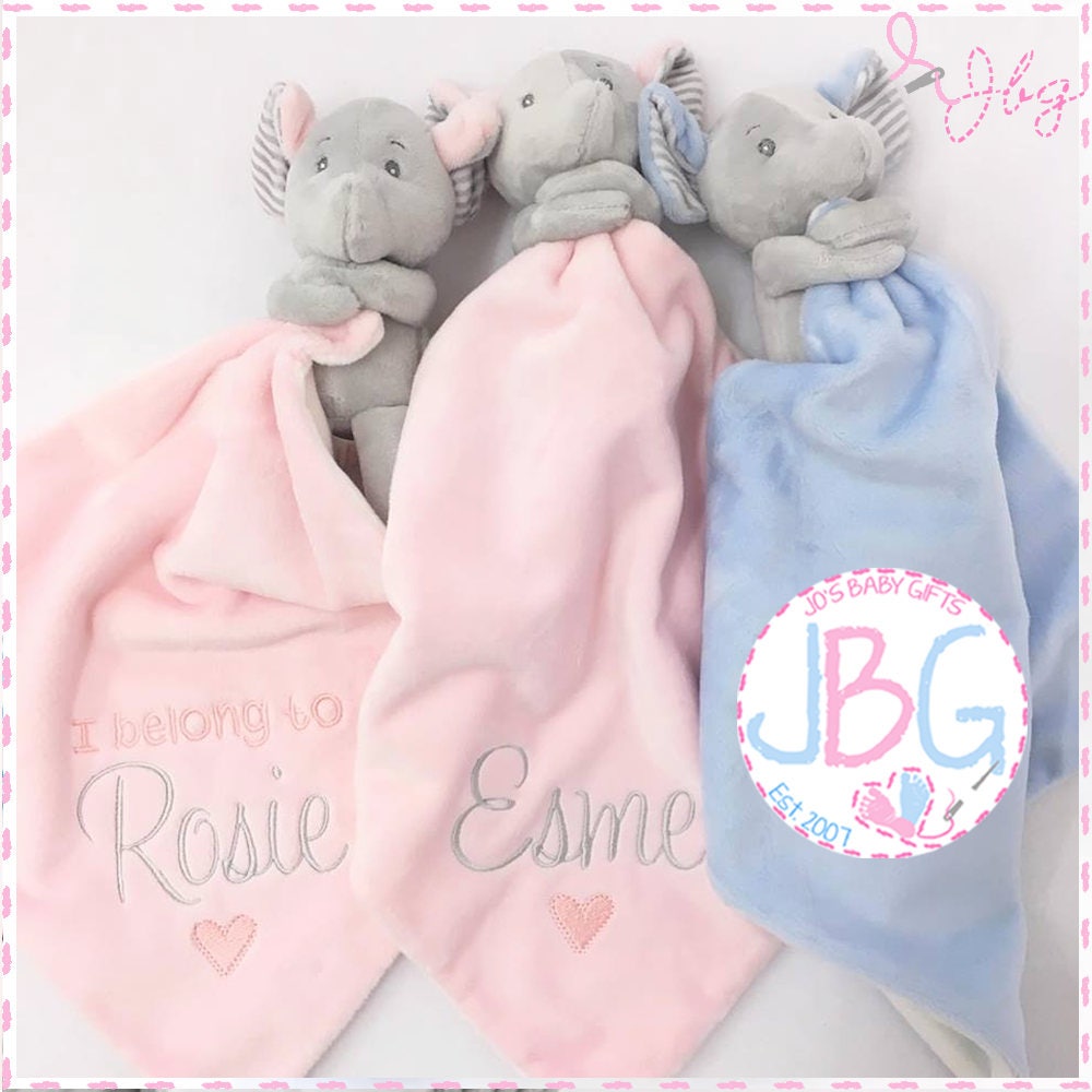 Personalised Baby Comforter Elephant Comfort Blanket New Baby