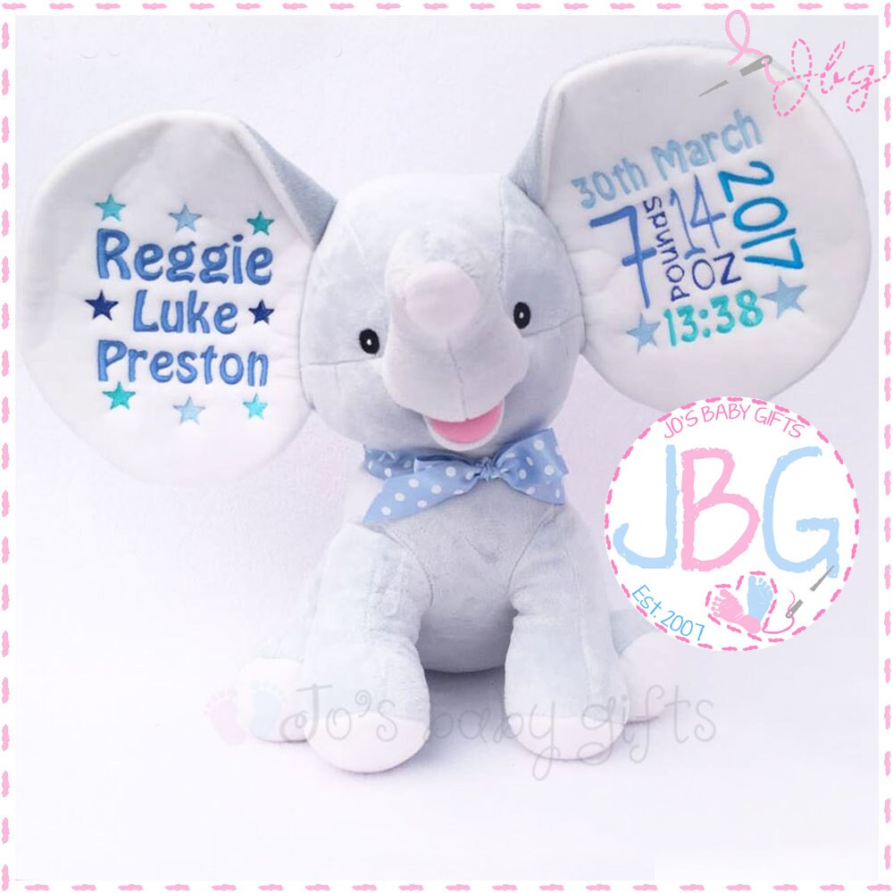 personalised baby elephant teddy