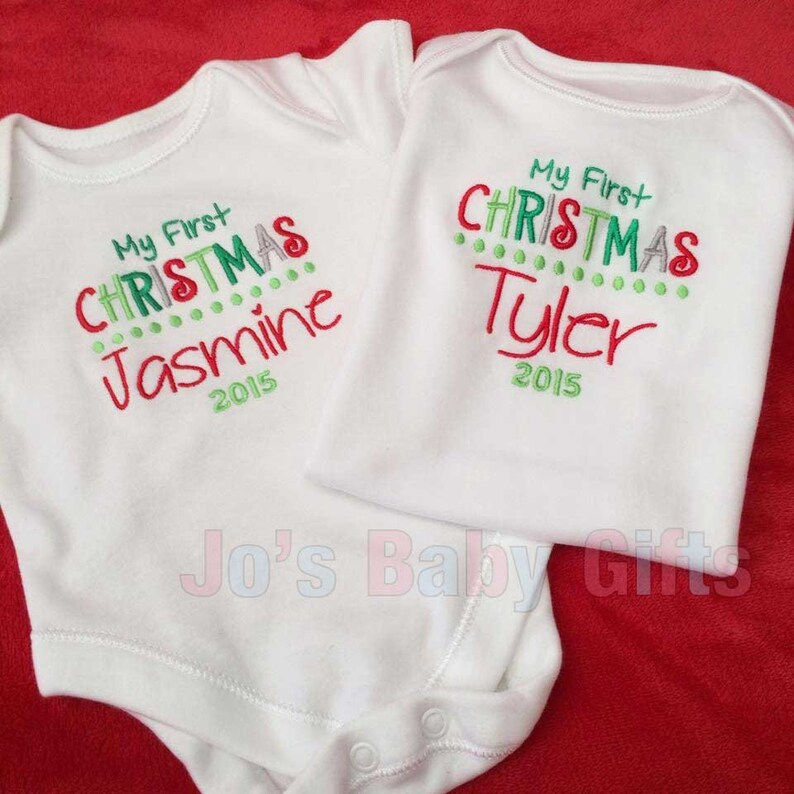 First christmas Design Personalised Baby Christmas vest onsie Embroidered with any name