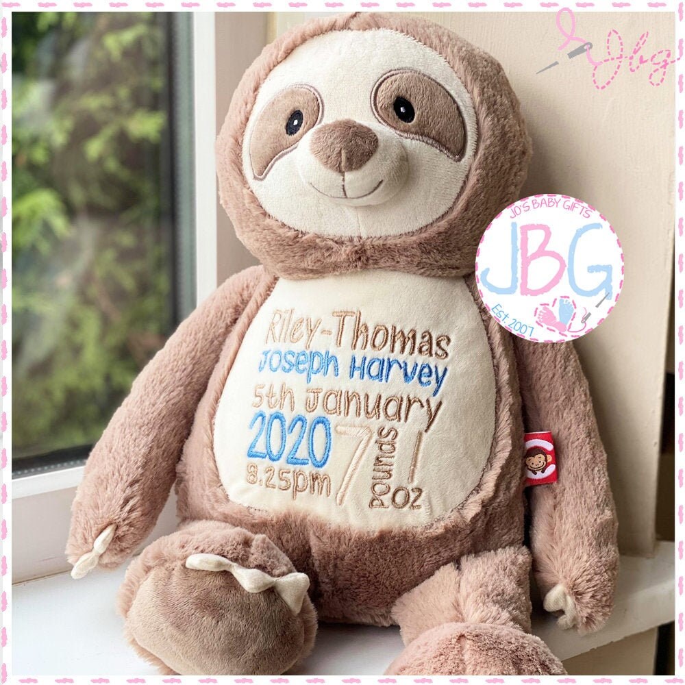 personalised sloth teddy