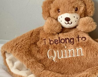 Personalised Baby Puppy Comforter -  Embroidered Unisex Baby Gift