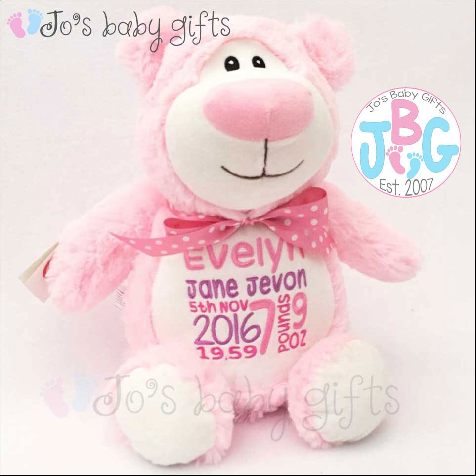 personalised pink teddy bear