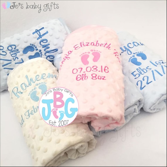 Personalised embroidered luxury baby bubble blanket with elephant and a name