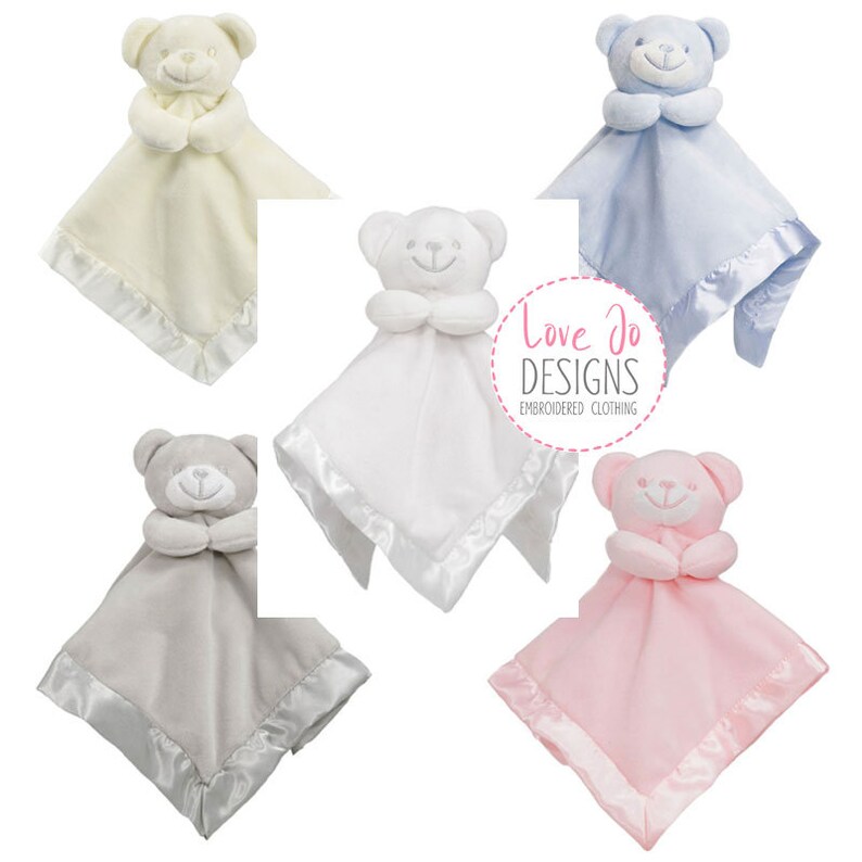 Personalised Baby Comforter, Teddy Bear Comfort blanket, New baby gift, baby boys and girls snuggle teddy, silk backing, teddy bear, blanket image 2