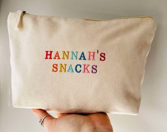 Personalised Embroidered Zip Up Bag - Medium Make Up Pouch