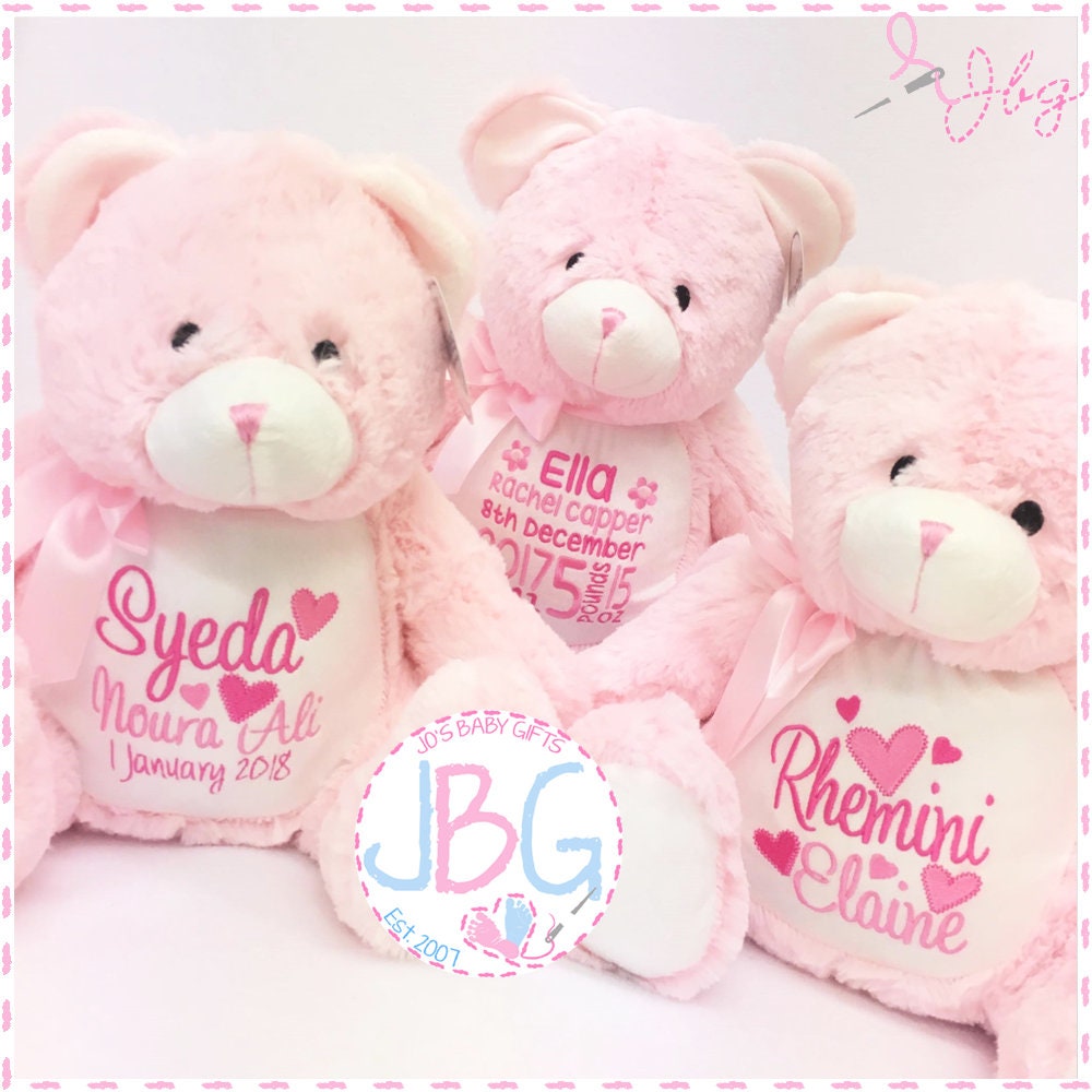 personalised pink teddy bear
