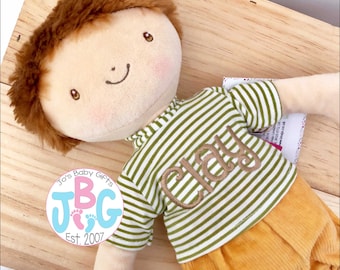 Personalised Rag Doll - Beautiful Quality Rag doll - Embroidered baby boys gift - Birthday or new baby gift - Boys Rag Doll