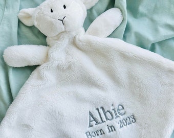 Personalised Baby Lamb Comforter - Embroidered Baby Gift