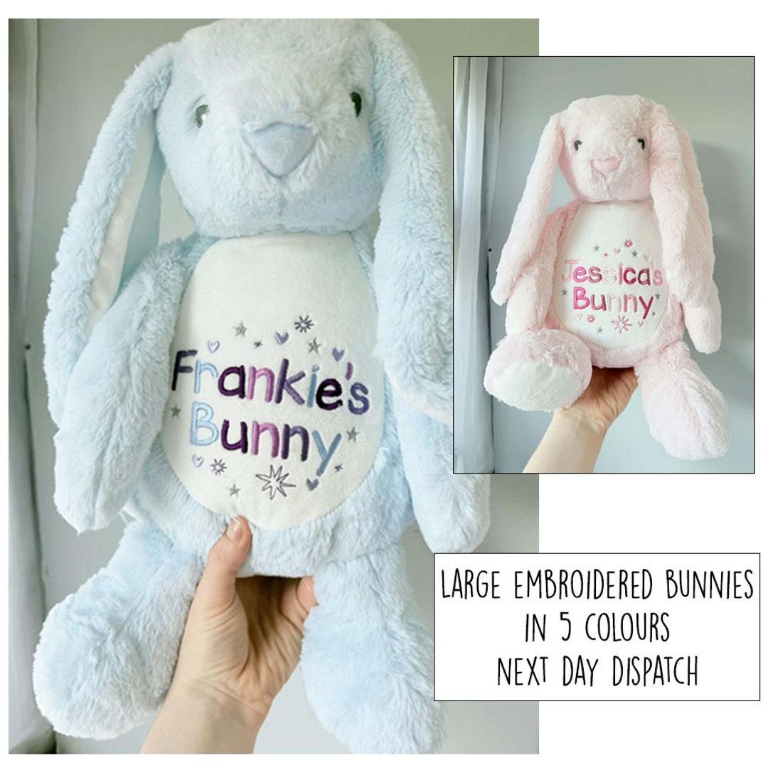 Personalised Large Bunny Rabbit, Embroidered Teddy, Birthday Gift - Etsy