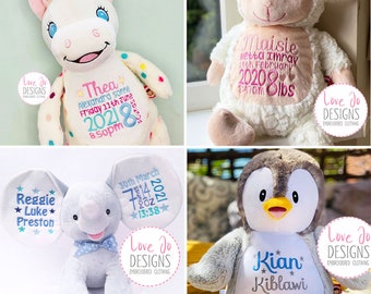 Personalised Embroidered Teddy Bears - New Baby Gifts - Birth / Christening Gifts - Birth Stats Keepsake - Cubbies