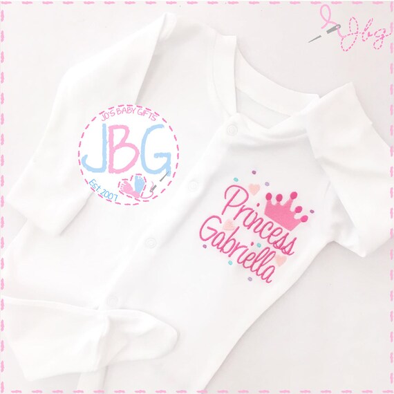 Personalised Baby Girls Sleepsuit New 