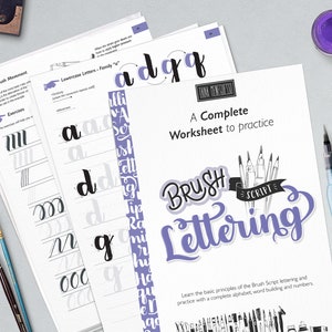 Brush Script Lettering Guia de treino | Completo guia para praticar | Lettering Manuscrito | Estilo lll Light