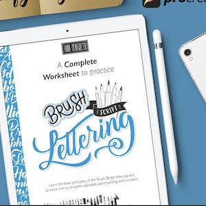 iPad-oefengids voor penseelletters met stap voor stap instructies en extra bonus | Moderne kalligrafiestijl II cursief