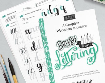 Learn brush lettering with a complete practice guide, instructions, step by step and extra bonus. Printable worksheets | Style I Bouncing
