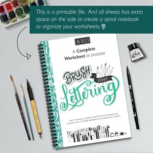 Learn brush lettering with a complete practice guide, instructions, step by step and extra bonus. Printable worksheets Style I Bouncing image 10