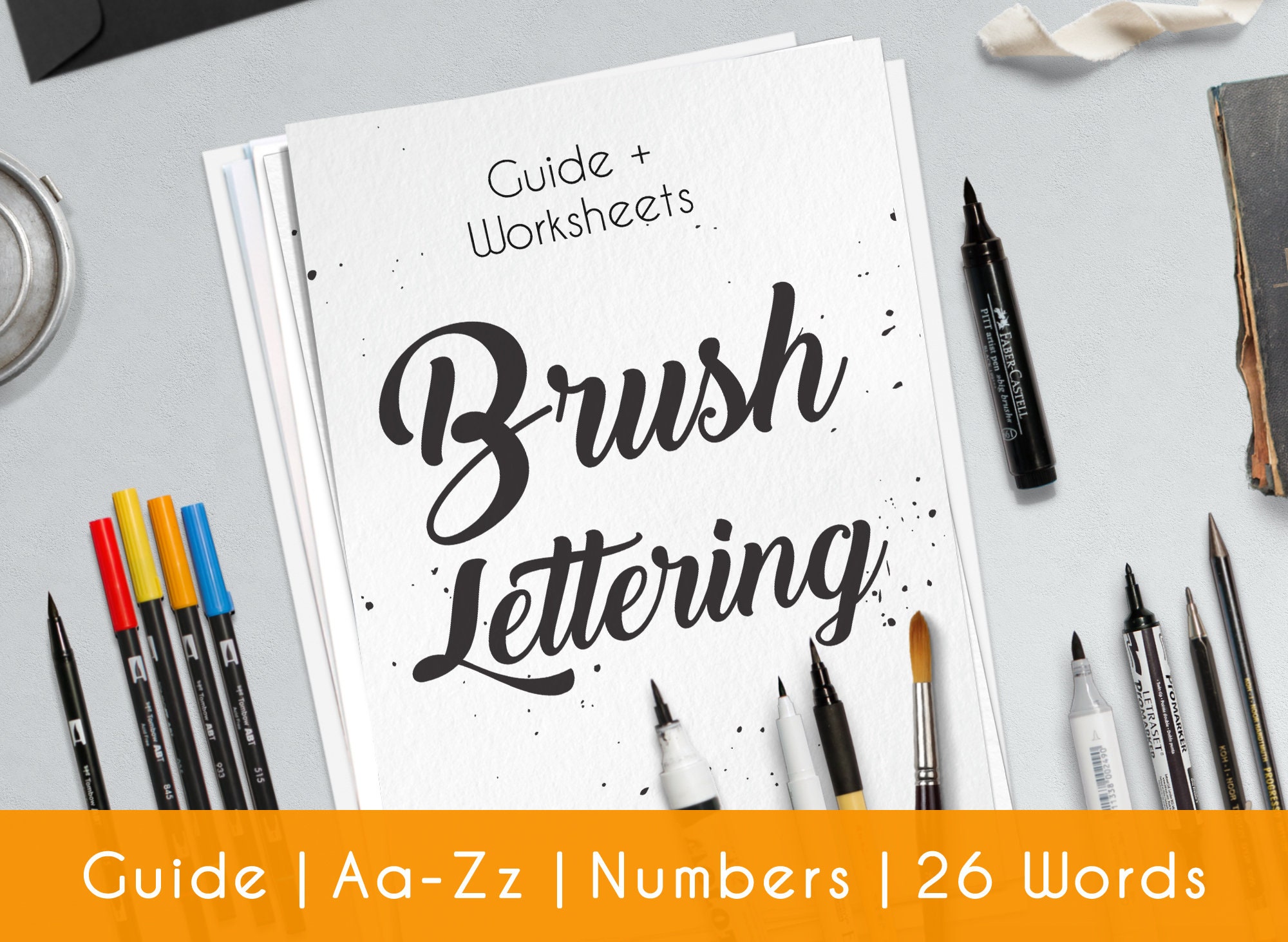 Learn brush lettering with a complete practice guide worksheet | Etsy