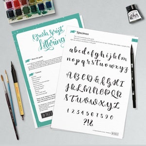 Learn brush lettering with a complete practice guide, instructions, step by step and extra bonus. Printable worksheets Style I Bouncing image 2