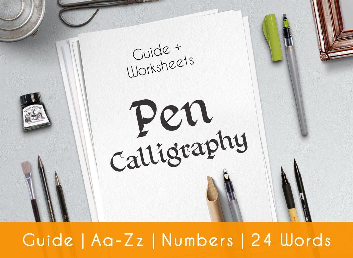Pen Calligraphy Printable Worksheets a Complete Guide Aa-zz - Etsy