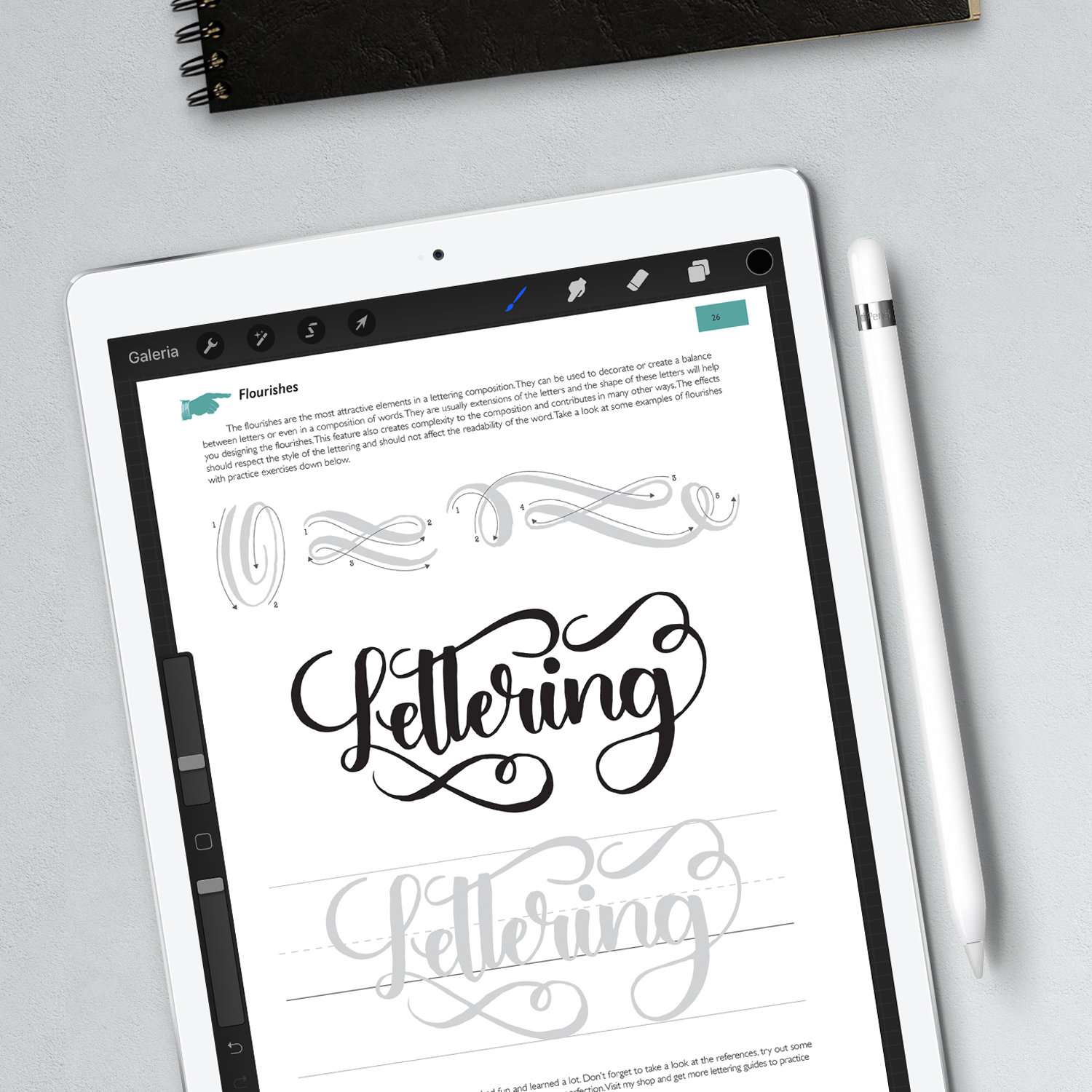 Ipad Brush Lettering Practice Guide With a Instruction Step - Etsy