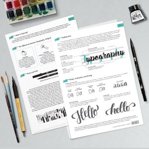 Learn brush lettering with a complete practice guide, instructions, step by step and extra bonus. Printable worksheets Style I Bouncing image 4