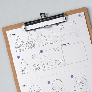 How to draw doodles, Halloween theme, printable worksheet, Procreate file for iPad, bullet journal, planners, cards and more image 9