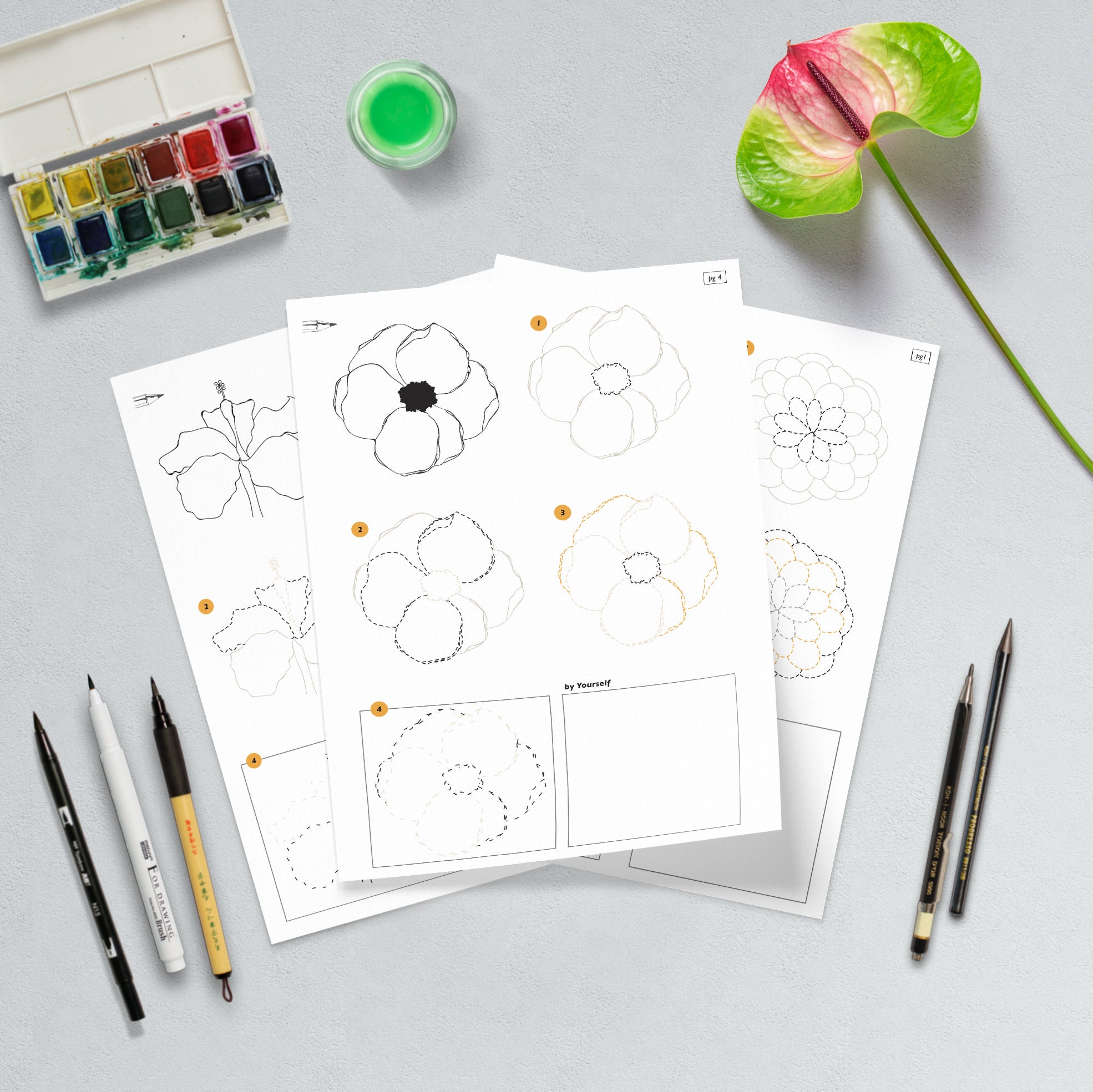  Foto zu Blumen zeichnen mit einer Anleitung und Schritt für Schritt 