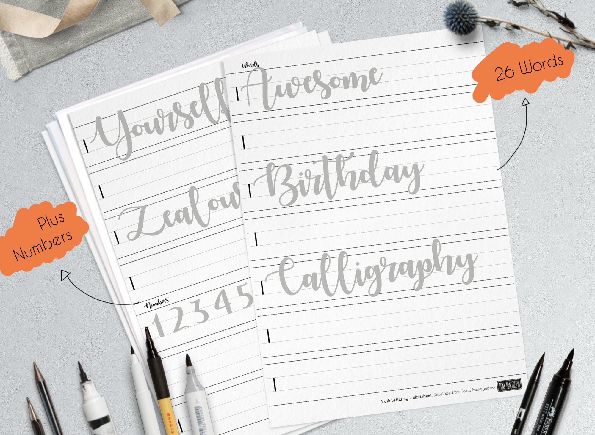 Learn brush lettering with a complete practice guide worksheet | Etsy