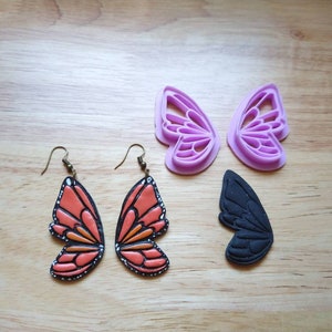 Monarch wing clay cutter, butterfly clay stamp and cutter, monarch polymer clay earring emboss